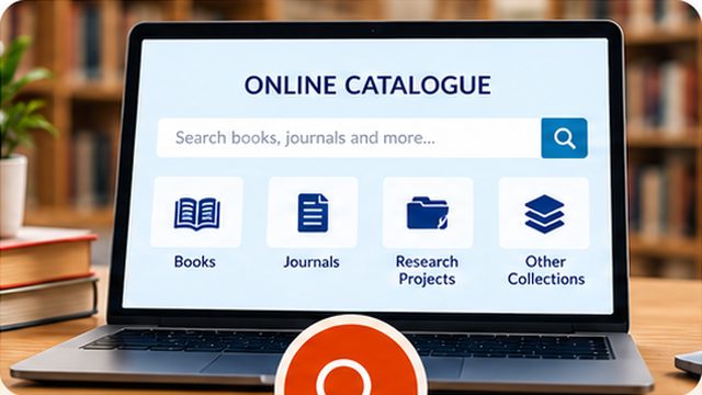 Online catalogue search on a laptop